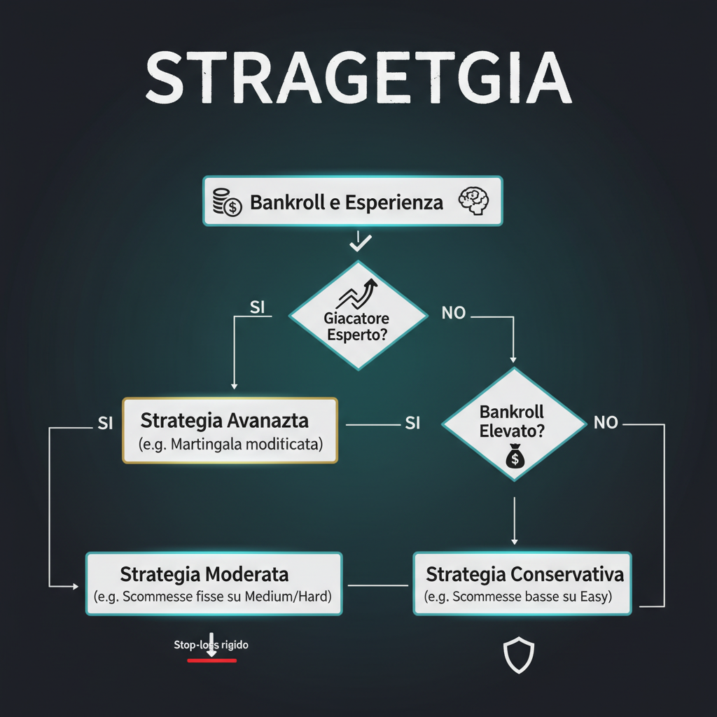 Diagramma di flusso decisionale per scegliere la strategia in Chicken Road 2 basata su bankroll e esperienza