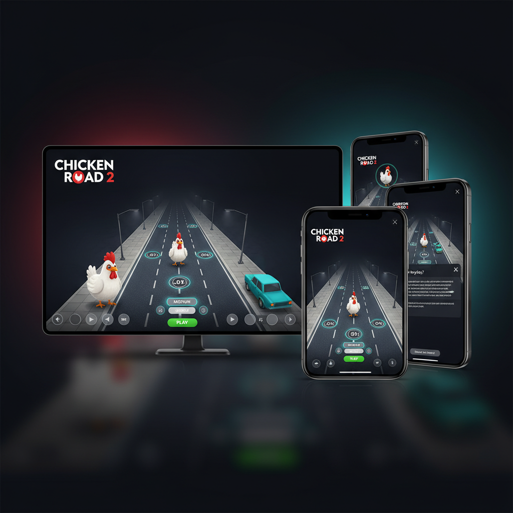 Collage delle piattaforme casino che offrono Chicken Road 2 con interfaccia desktop e mobile